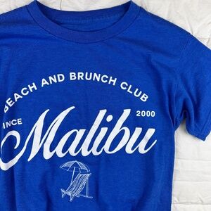 Blue Cropped Malibu Graphic Tee Small